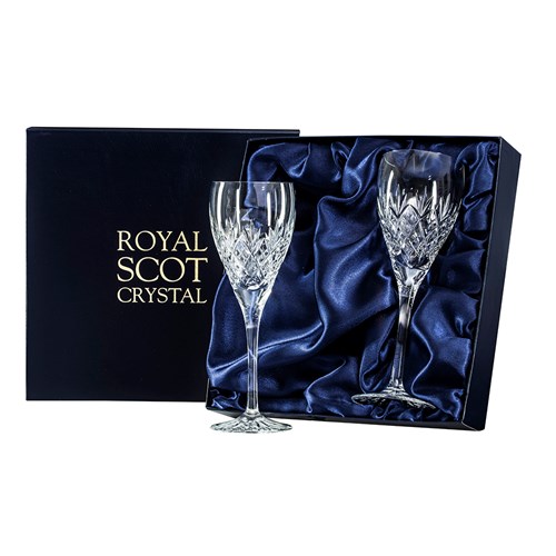 Royal Scot Crystal - Edinburgh - 2 Crystal Wine Glasses (Presentation Boxed) - Trusted Seller